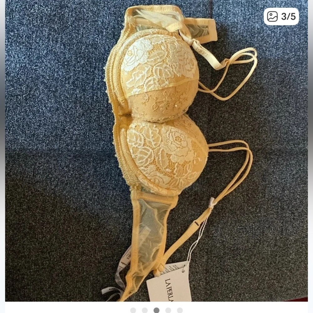 NWT LA PERLA Maharani Gold Lace Push Up Bra size 34B - Picture 4 of 6